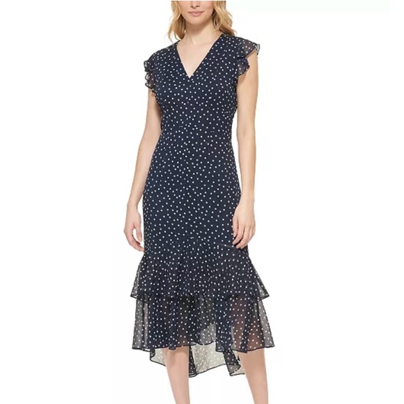 Tommy Hilfiger Navy Polka Dot Dress - Picture 1 of 8